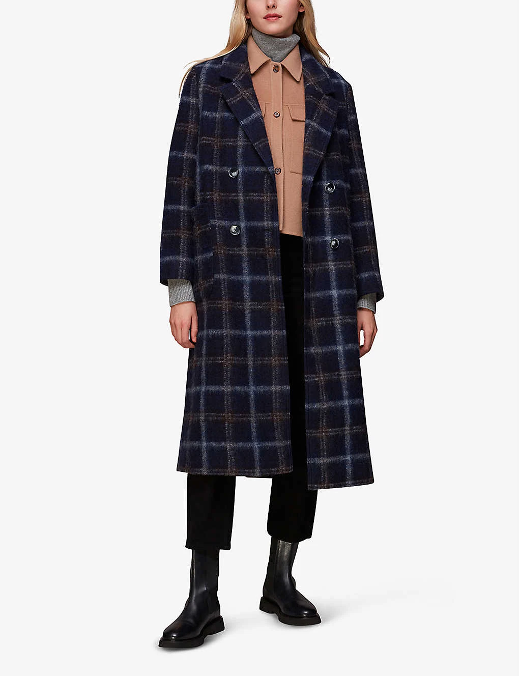 Whistles Double-breasted Check Wool-blend Coat 5 Whistles Double-breasted Check Wool-blend Coat - Image 3