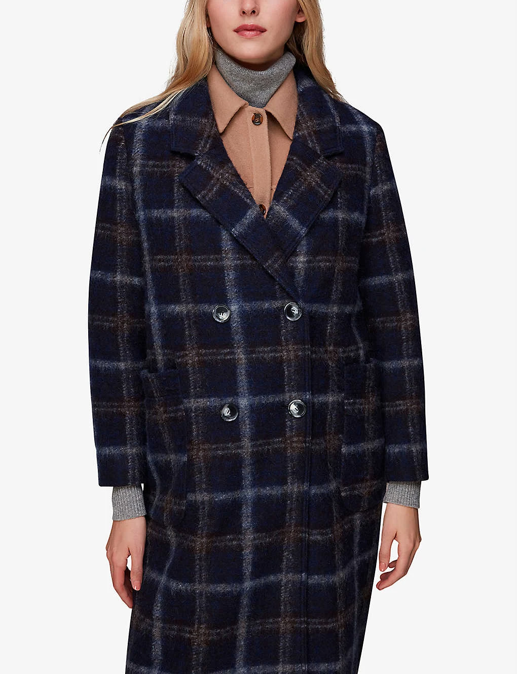 Whistles Double-breasted Check Wool-blend Coat 7 Whistles Double-breasted Check Wool-blend Coat - Image 5