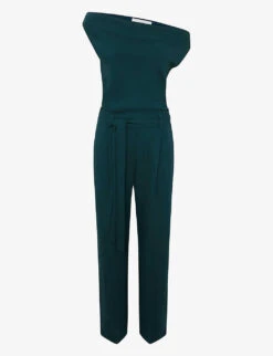 Reiss Maple Off-shoulder Belted-waist Stretch-woven Jumpsuit