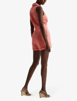 Reiss Suki V-neck Linen Jumpsuit -VogueVibe Store R04087034 CORAL ALT03
