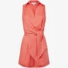 Reiss Suki V-neck Linen Jumpsuit -VogueVibe Store R04087034 CORAL M