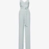 Reiss Irina Embellished-strap Belted-waist Woven Jumpsuit -VogueVibe Store R04087035 GREEN M