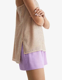 Reiss Brooklyn Scoop-neck Embellished Top -VogueVibe Store R04087057 NUDE ALT04