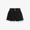 AllSaints Hailey High-rise Raw-hem Denim Shorts -VogueVibe Store R04087383 WASHEDBLACK M