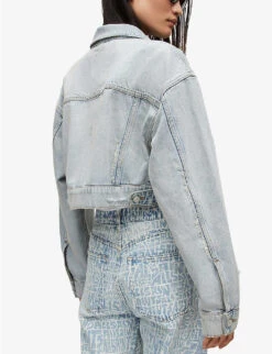 AllSaints Cona Distressed-effect Cropped Denim Jacket -VogueVibe Store R04087433 LIGHTINDIGO ALT03