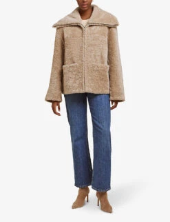 By Malina Tayla Oversized-collar Shearling Jacket -VogueVibe Store R04087791 LIGHTBEIGE ALT01