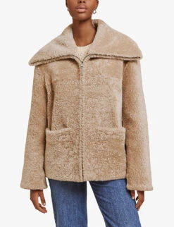 By Malina Tayla Oversized-collar Shearling Jacket -VogueVibe Store R04087791 LIGHTBEIGE ALT02