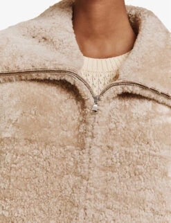 By Malina Tayla Oversized-collar Shearling Jacket -VogueVibe Store R04087791 LIGHTBEIGE ALT04