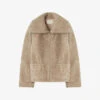 By Malina Tayla Oversized-collar Shearling Jacket -VogueVibe Store R04087791 LIGHTBEIGE M