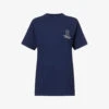 College Logo-print Cotton-jersey T-shirt -VogueVibe Store R04090256 NAVYWHITE M