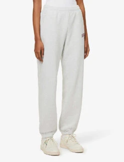 Health Relaxed-fit Cotton-jersey Jogging Bottoms -VogueVibe Store R04090267 HEATHERGRAYMERLOT ALT02