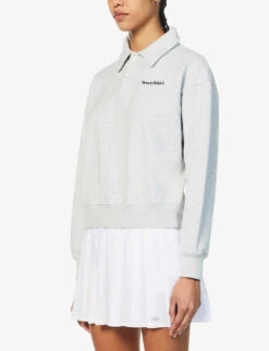 Logo-embroidered Cotton-jersey Polo Shirt -VogueVibe Store R04090275 HEATHERGRAYNAVY ALT02