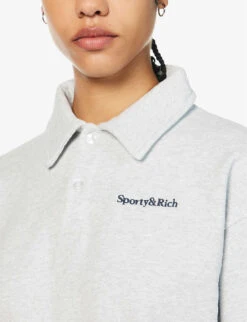 Logo-embroidered Cotton-jersey Polo Shirt -VogueVibe Store R04090275 HEATHERGRAYNAVY ALT04