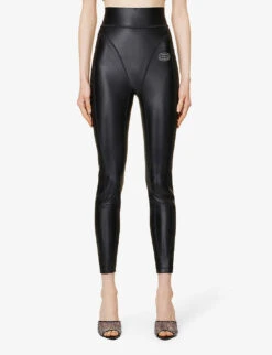 ALEXANDER WANG Panelled Slim-fit Stretch-woven Leggings -VogueVibe Store R04090356 BLACK ALT02