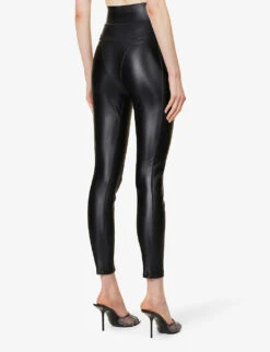 ALEXANDER WANG Panelled Slim-fit Stretch-woven Leggings -VogueVibe Store R04090356 BLACK ALT03