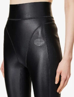ALEXANDER WANG Panelled Slim-fit Stretch-woven Leggings -VogueVibe Store R04090356 BLACK ALT04