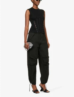 Dion Lee Corset Slim-fit Stretch-organic Cotton Top -VogueVibe Store R04091339 BLACK ALT01