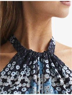 Reiss Cassis Graphic-print Wide-leg Woven Jumpsuit -VogueVibe Store R04091611 NAVY ALT04