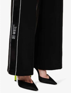 Logo-print Wide-leg High-rise Jersey Jogging Bottoms -VogueVibe Store R04093978 BLACKNOCOLOR ALT04
