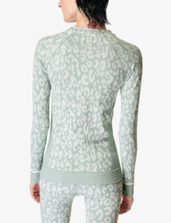 Sweaty Betty Leopard-print Stretch-woven Base Layer Top -VogueVibe Store R04094043 BLUELEOPARDJCQURD ALT03
