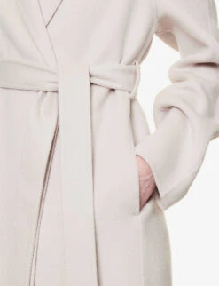 Joseph Walmer Belted Wool And Cashmere-blend Coat -VogueVibe Store R04095089 PUTTY ALT04