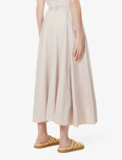 Joseph Siddons Pleated Mid-rise Linen-blend Maxi Skirt -VogueVibe Store R04095419 BLUSH ALT03