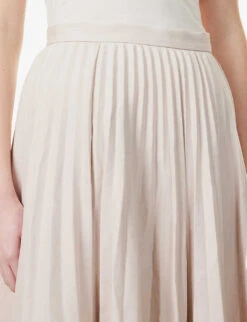 Joseph Siddons Pleated Mid-rise Linen-blend Maxi Skirt -VogueVibe Store R04095419 BLUSH ALT04
