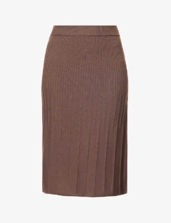 Joseph Ribbed Flared-hem Wool Knitted Midi Skirt