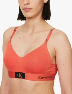 Calvin Klein 1996 Logo-print Stretch-cotton T-shirt Bra 9 Calvin Klein 1996 Logo-print Stretch-cotton T-shirt Bra -VogueVibe Store R04097700 COOLMELON ALT03