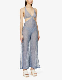 Missoni Cut-out Semi-sheer Stretch-woven Jumpsuit -VogueVibe Store R04100171 1602BYDOMASOFSL0001 ALT02