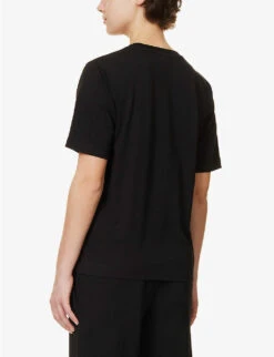 Dries Van Noten Boxy-fit Round-neck Cotton-jersey T-shirt 10 Dries Van Noten Boxy-fit Round-neck Cotton-jersey T-shirt -VogueVibe Store R04100277 BLACK ALT03