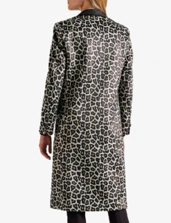 Ted Baker Leeroi Leopard-print Single-breasted Woven Coat -VogueVibe Store R04101174 BLACK ALT03