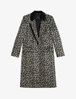 Ted Baker Leeroi Leopard-print Single-breasted Woven Coat