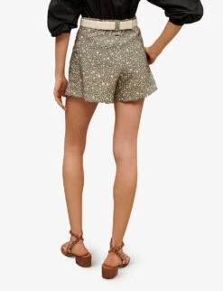 Maje Floral-print Mid-rise Woven Shorts -VogueVibe Store R04101488 IMPRIME ALT03