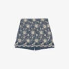 Maje Floral-embroidered Cotton-blend Shorts -VogueVibe Store R04101554 BLEUS M