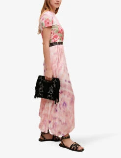 Maje Graphic-print Asymmetric-hem Woven Midi Skirt -VogueVibe Store R04101566 IMPRIME ALT02