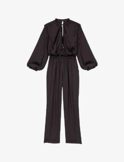 Maje Paulynou Tied-neck Balloon-sleeved Recycled-polyester Jumpsuit