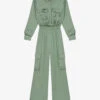 Maje Paicy Floral-print Balloon-sleeved Cotton Jumpsuit -VogueVibe Store R04101862 VERTS M