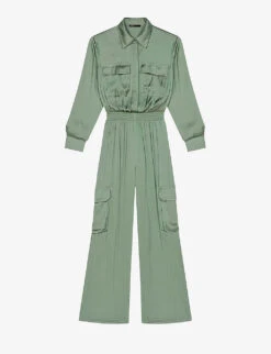Maje Paicy Floral-print Balloon-sleeved Cotton Jumpsuit