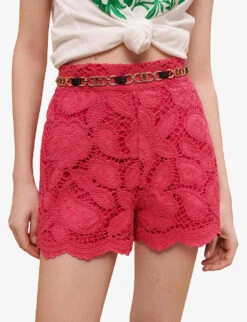 Maje Annick Paisley-embroidered Cotton Shorts 11 Maje Annick Paisley-embroidered Cotton Shorts -VogueVibe Store R04101885 ROSES ALT04
