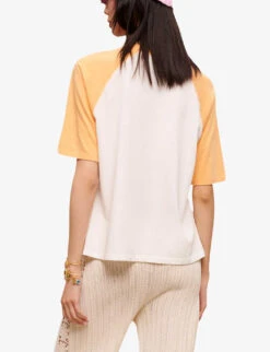 Maje Sunrise Graphic-print Relaxed-fit Cotton T-shirt 10 Maje Sunrise Graphic-print Relaxed-fit Cotton T-shirt -VogueVibe Store R04101906 BLANC ALT03