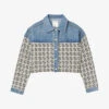 Sandro Cordoue Panelled Monogram-jacquard Denim And Cotton-blend Jacket -VogueVibe Store R04102299 BLEUS M