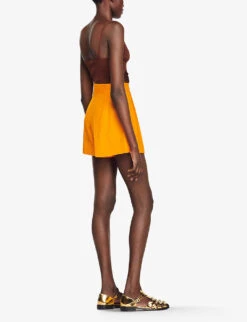 Sandro Benjamin High-rise Woven Shorts -VogueVibe Store R04102437 JAUNESORANGES ALT03
