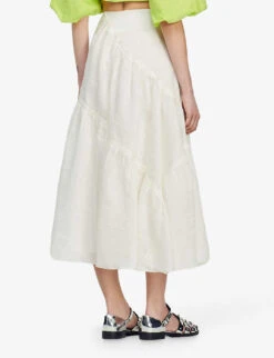 Sandro Christina Tiered-panel Linen-blend Maxi Skirt -VogueVibe Store R04102633 NATURELS ALT03