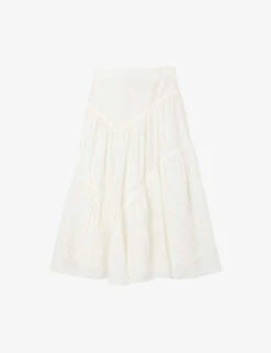 Sandro Christina Tiered-panel Linen-blend Maxi Skirt