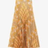 Sandro Scarf-print Pleated Recycled Polyester-blend Midi Skirt -VogueVibe Store R04102662 NATURELS M