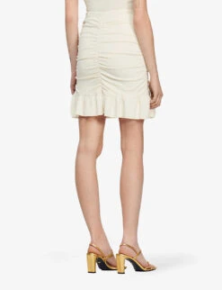 Sandro Gathered Stretch-woven Mini Skirt -VogueVibe Store R04102675 NATURELS ALT03