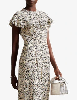 Ted Baker Brigidd Floral-print Lace-insert Woven Jumpsuit -VogueVibe Store R04103245 NUDEPINK ALT02