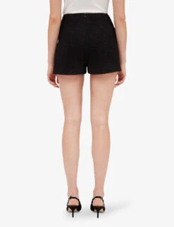 CLAUDIE PIERLOT Elga Braided-trim Tweed Shorts -VogueVibe Store R04103275 NOIRGRIS ALT03