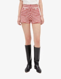 CLAUDIE PIERLOT Houndstooth-print Tweed Knitted Shorts -VogueVibe Store R04103324 DIVERS ALT02